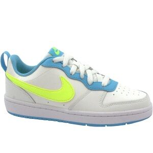 Nike Kids Sneakers in White, Blue, and Neon Yellow